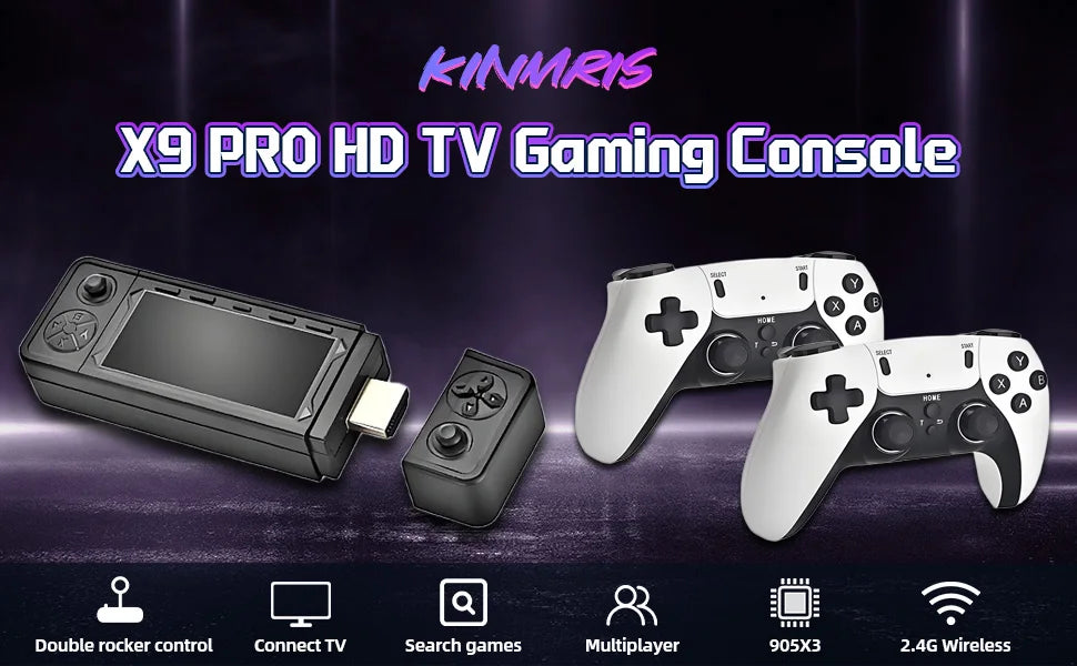Consola de Juegos Retro X9 Pro 4K, Consola de Juegos Precargada con Más de 37000 Juegos Clásicos, Más de 45 Simuladores, Controles Inalámbricos de 2.4G, Juegos Retro para TV