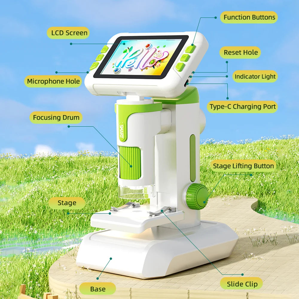 Microscopio Digital 3 en 1 1600X para Niños, Educativo