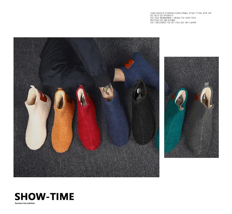 YRZL, zapatos de algodón de invierno para hombre, zapatillas ligeras sin cordones de alta calidad, mocasines de algodón de felpa para interiores, zapatos cálidos de invierno para hombre