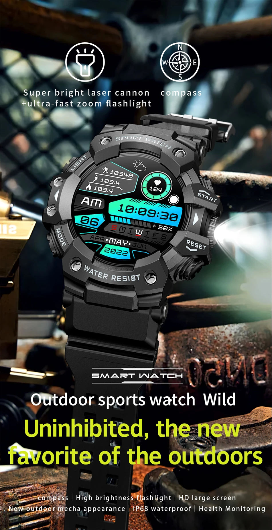 Reloj Inteligente Militar 100+ Deportes IP68