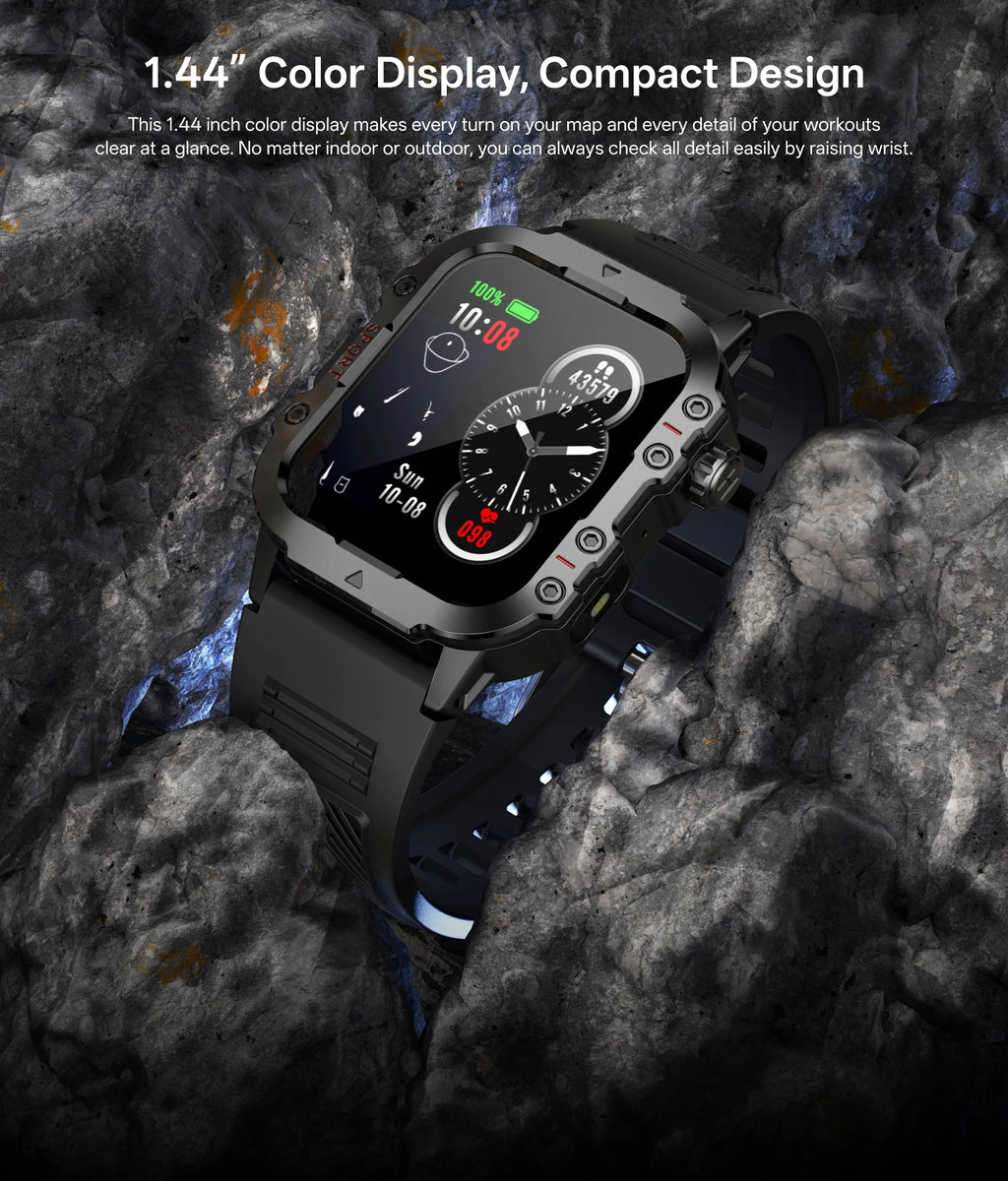 Nuevo Reloj Inteligente Militar Xiaomi 2025 para Hombre, IP67 3ATM, Monitor de Actividad Física y Salud para Deportes al Aire Libre, Pantalla de 1.44 Pulgadas, Llamadas Bluetooth