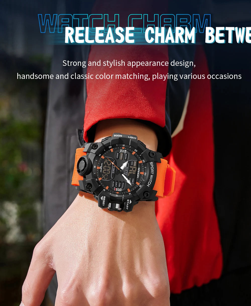 Reloj Deportivo Digital SANDA para Hombre con Doble Pantalla LED y Alarma