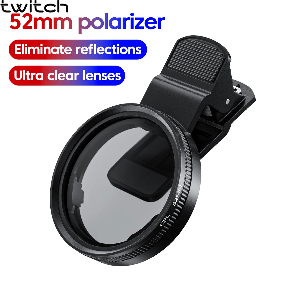 Filtro Polarizador CPL 52mm con Clip para Smartphone