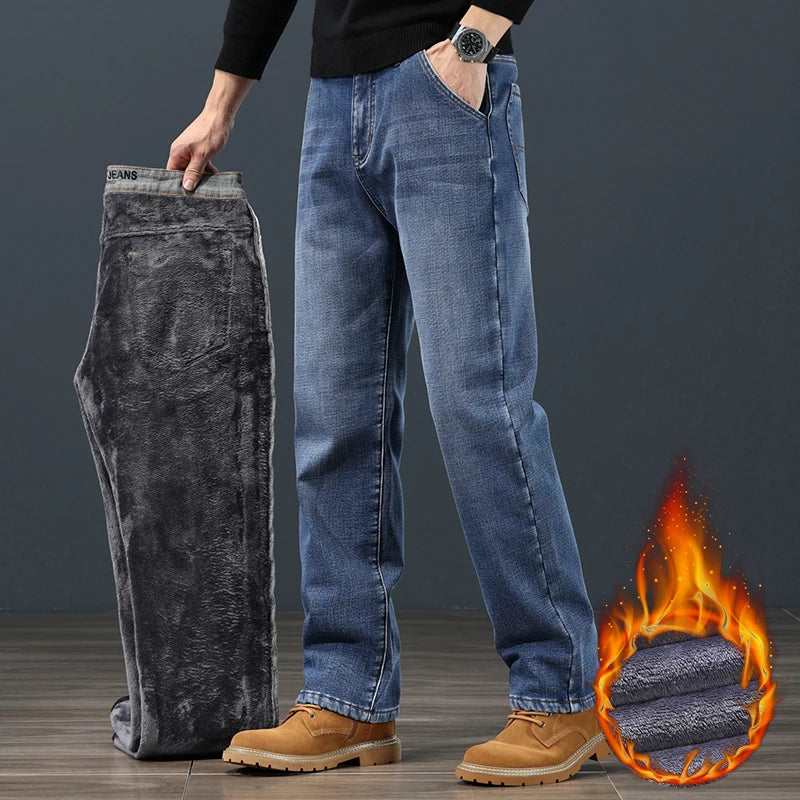 Pantalones Vaqueros de Invierno para Hombre, Terciopelo, Talla Grande 42-44