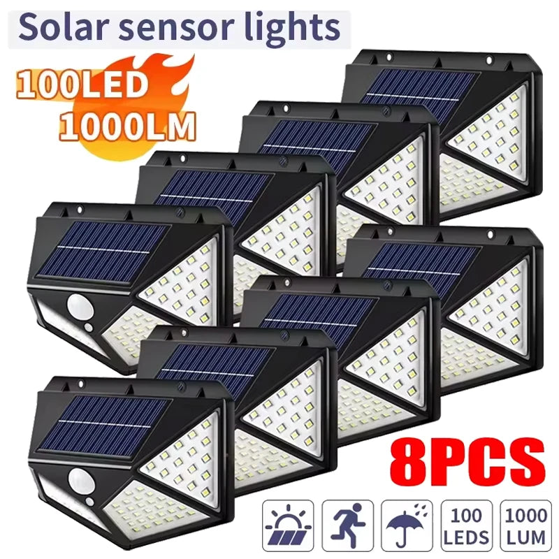 Luces Solares Exteriores 100 LED con Sensor de Movimiento
