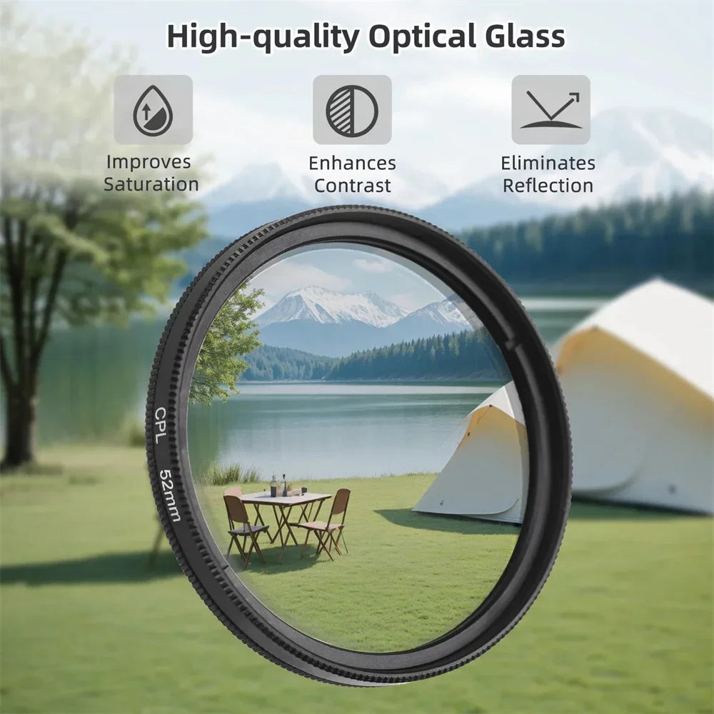 Filtro CPL Polarizador 52MM con Clip Universal para Teléfono