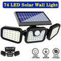 Lámpara Solar 74 LED Sensor de Movimiento IP65 para Jardín