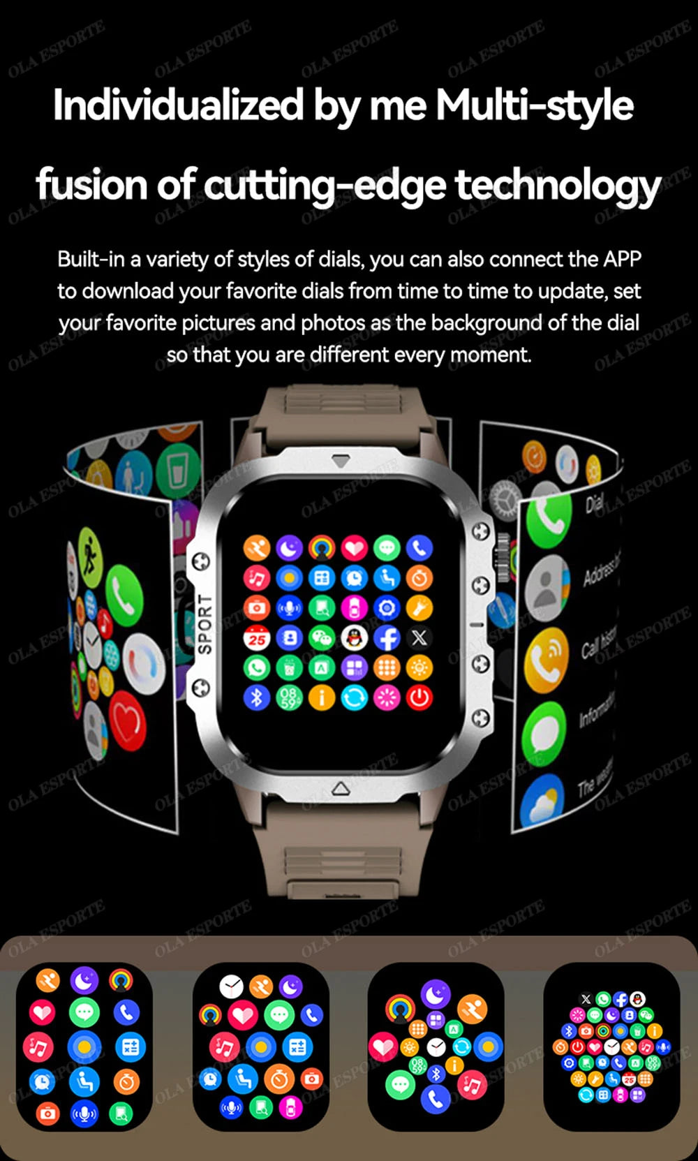 Nuevo Reloj Inteligente Militar para Hombre IP67 3ATM, Monitor de Actividad Física para Deportes al Aire Libre, Monitor de Presión Arterial, Llamadas BT, GPS, Smartwatch Hw12