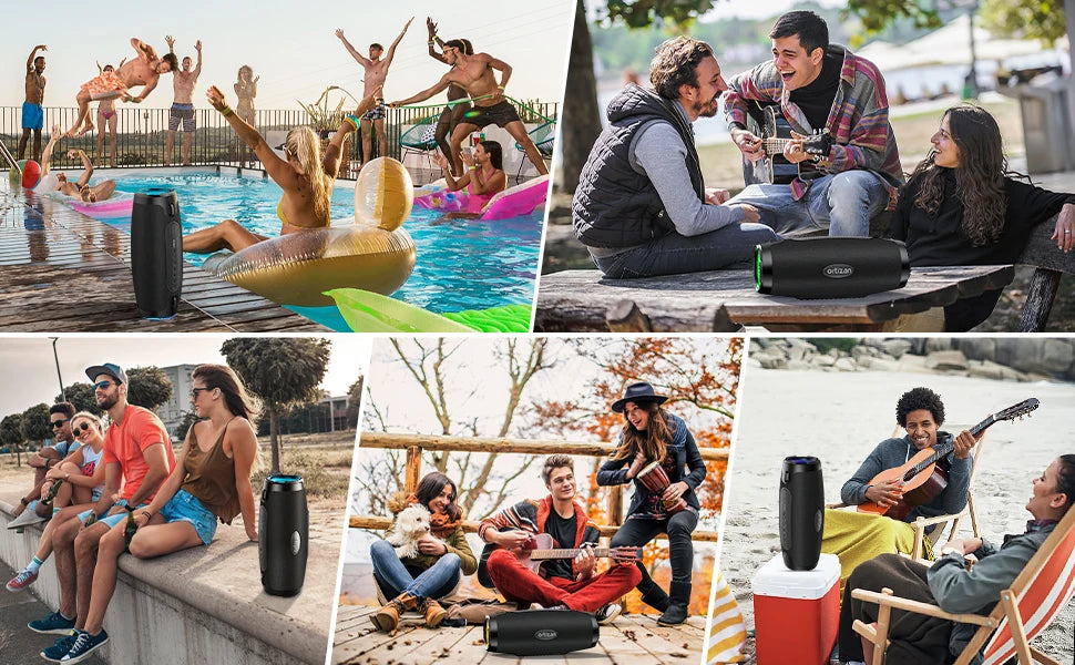 Altavoz Bluetooth Portátil Ortizan M8, Altavoz Inalámbrico para Exteriores con Resistencia al Agua IPX7, Bluetooth 6.0, Subwoofer Boombox para Fiestas