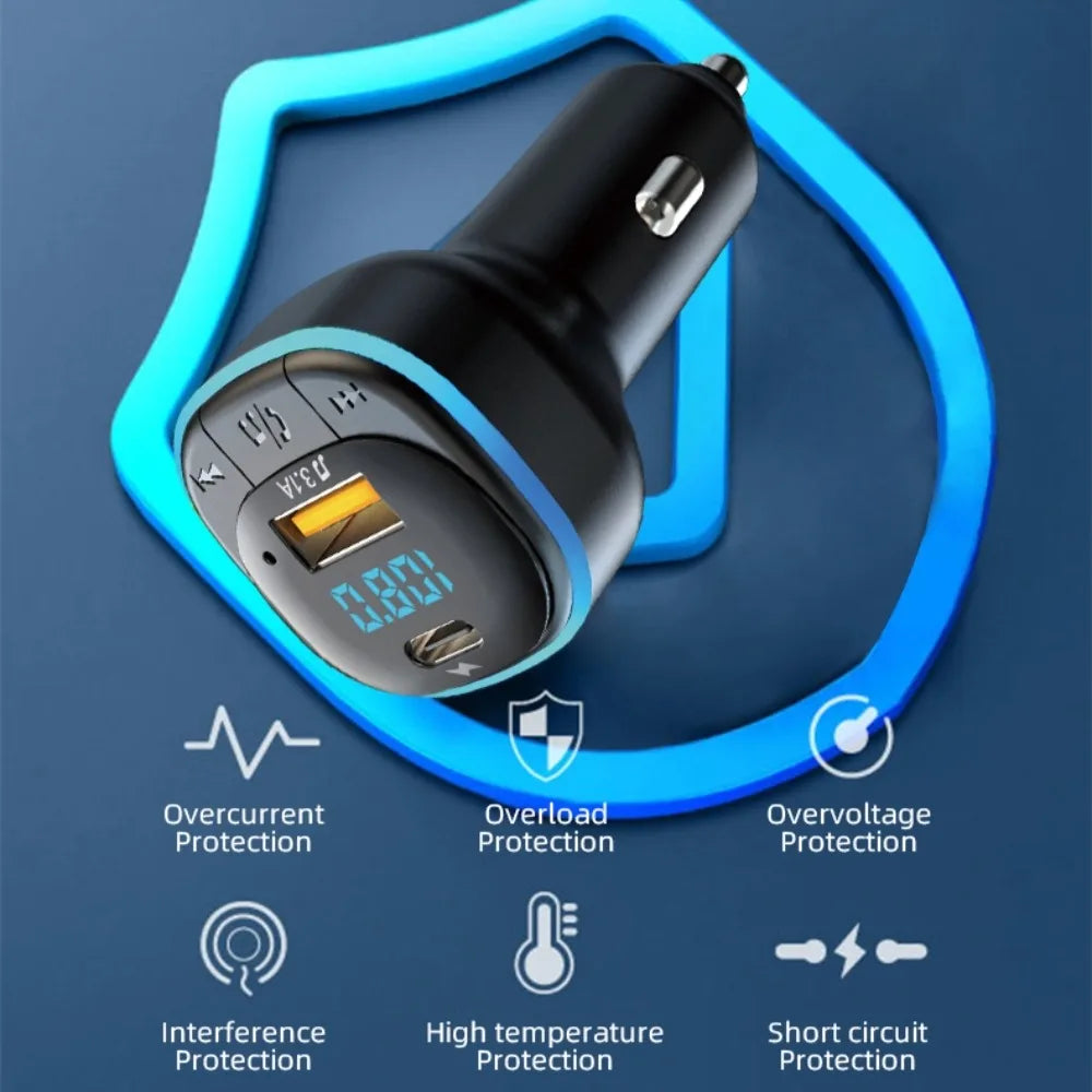 Transmisor FM Bluetooth para Auto con Cargador USB Dual y Micrófono