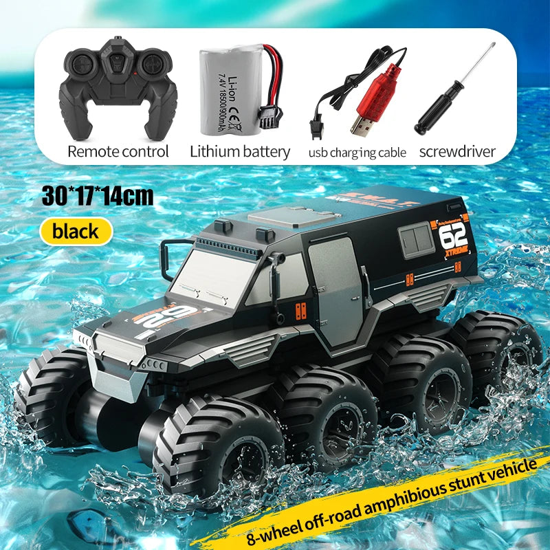    JJRC Q137 8x8 2,4G coche de Control remoto 8wd vehículo acrobático anfibio todoterreno camión de carreras de velocidad de 8 ruedas juguete sobre orugas impermeable
