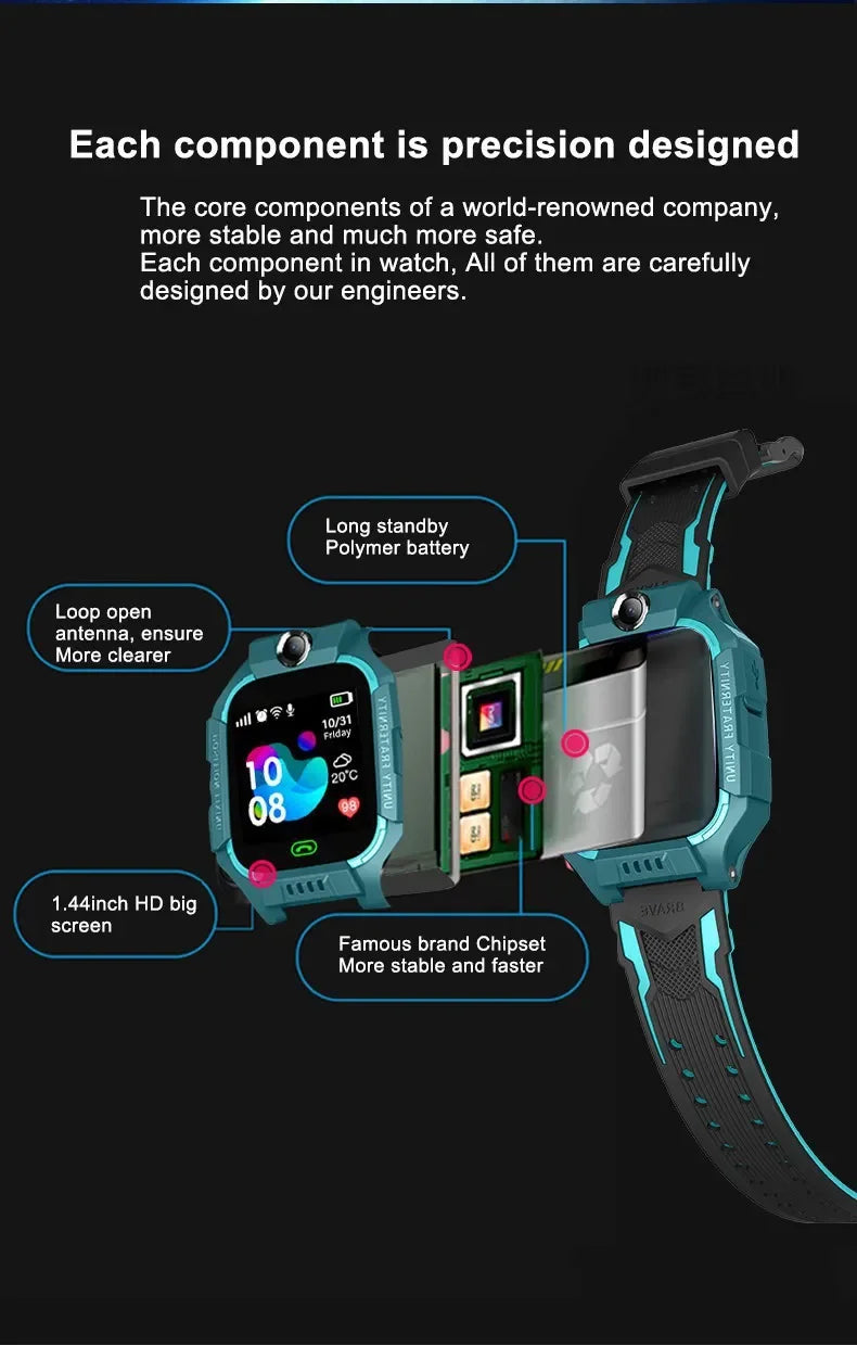 Reloj inteligente para niños 2026 nuevo reloj inteligente con tarjeta Sim para niños llamada Sos teléfono cámara Chat de voz foto niño niña regalo pantalla a Color Q19