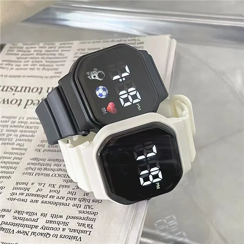Relojes YIKAZE para niños, reloj Digital LED para niños, correa de silicona, reloj de pulsera electrónico de dibujos animados, reloj deportivo para niños y niñas, regalos