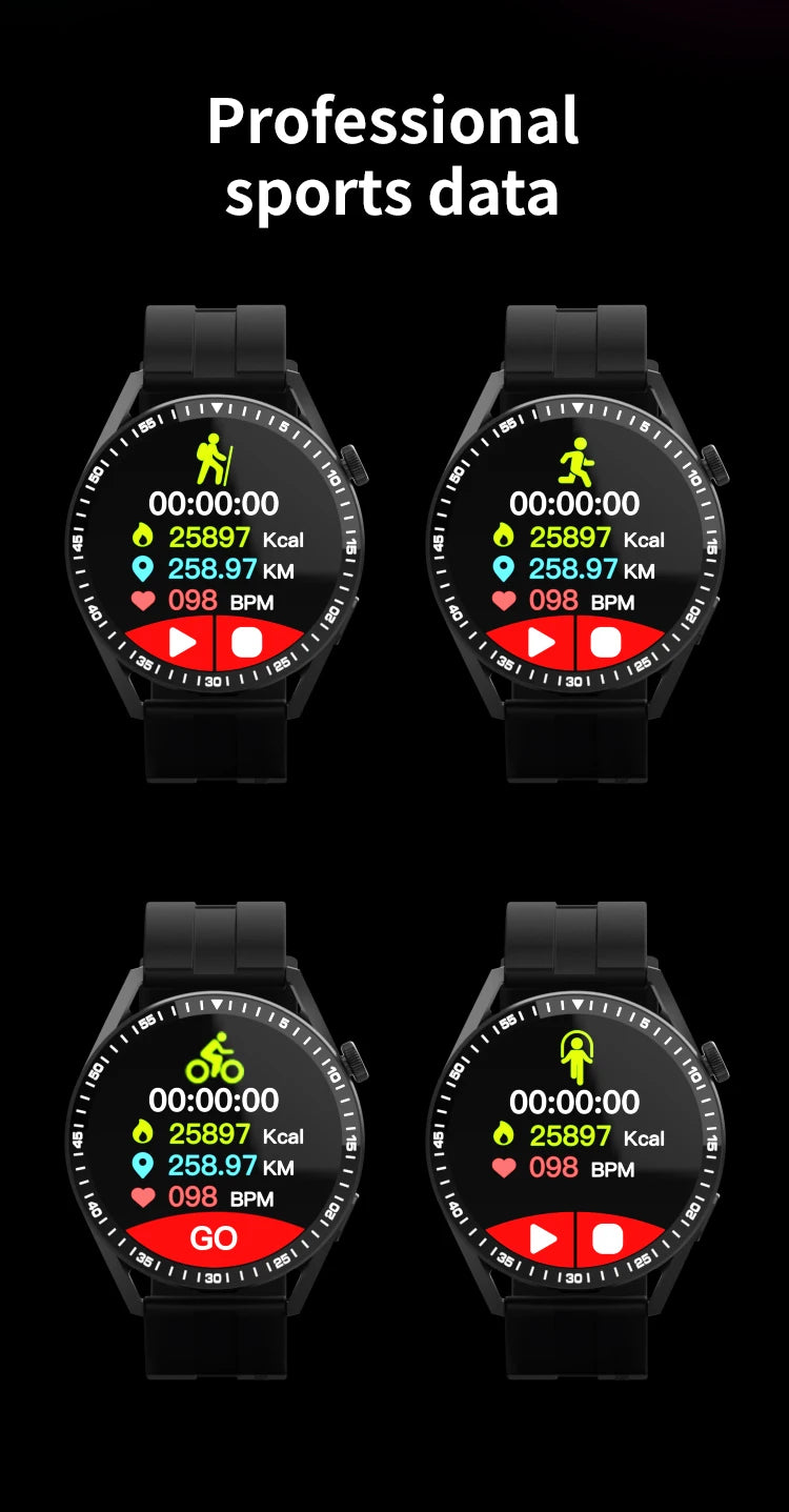 Nuevo reloj inteligente deportivo GPS a la moda para hombre, pantalla AMOLED de 1,85 ", frecuencia cardíaca, presión arterial, salud, reloj inteligente para IOS y Android