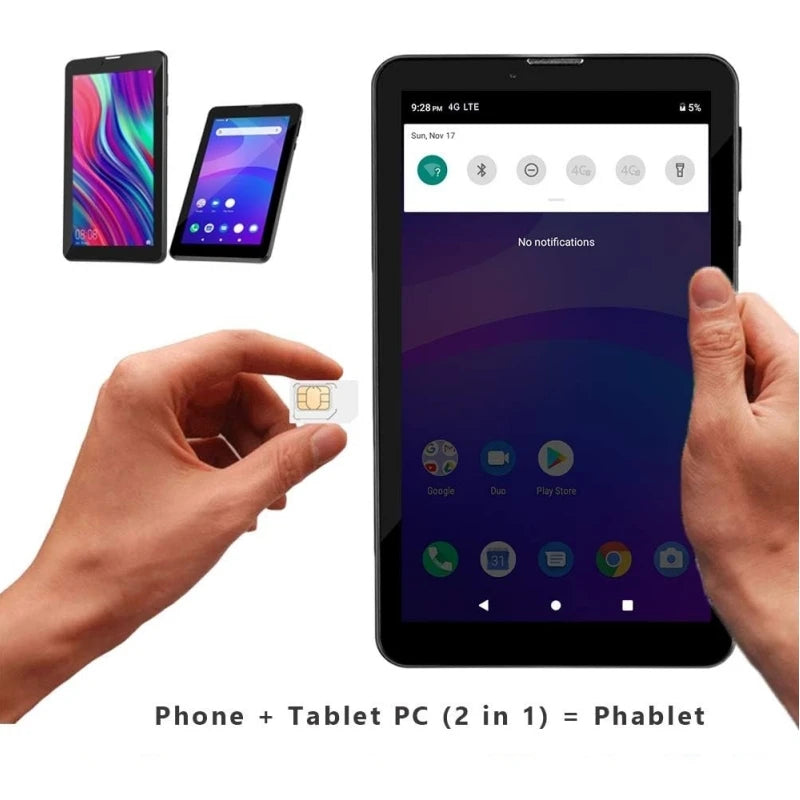 Tabletas con función de llamadas telefónicas Android 6.0 3G de 7 pulgadas, cuatro núcleos, 2 GB de RAM, 16 GB de ROM, 1024x600 píxeles, MTK8735, 2 tarjetas SIM, 2500 mAh