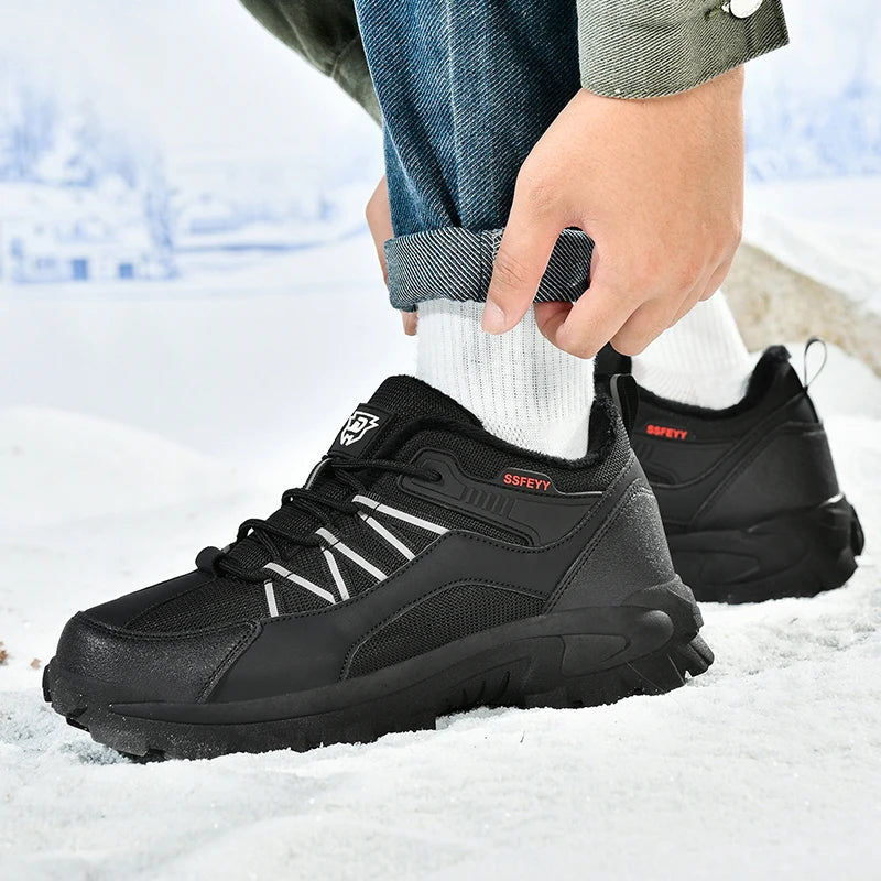 Botas de senderismo para hombre con forro polar, suela gruesa antideslizante