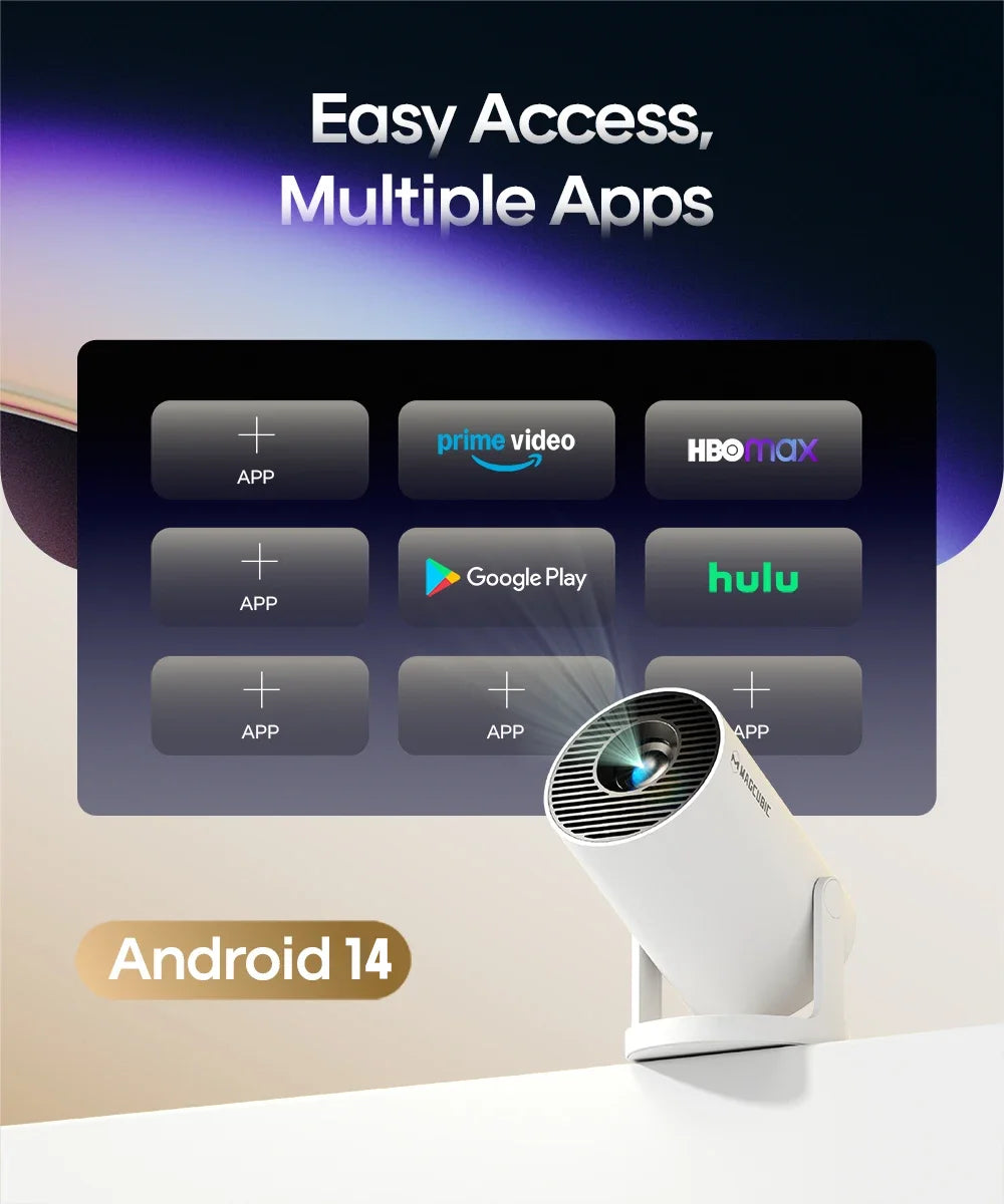 Proyector Magcubic HY300Pro+ 8k Android 14, Wifi Dual, 290ANSI, BT5.4, Proyector de Video para Cine, Portátil para Exteriores