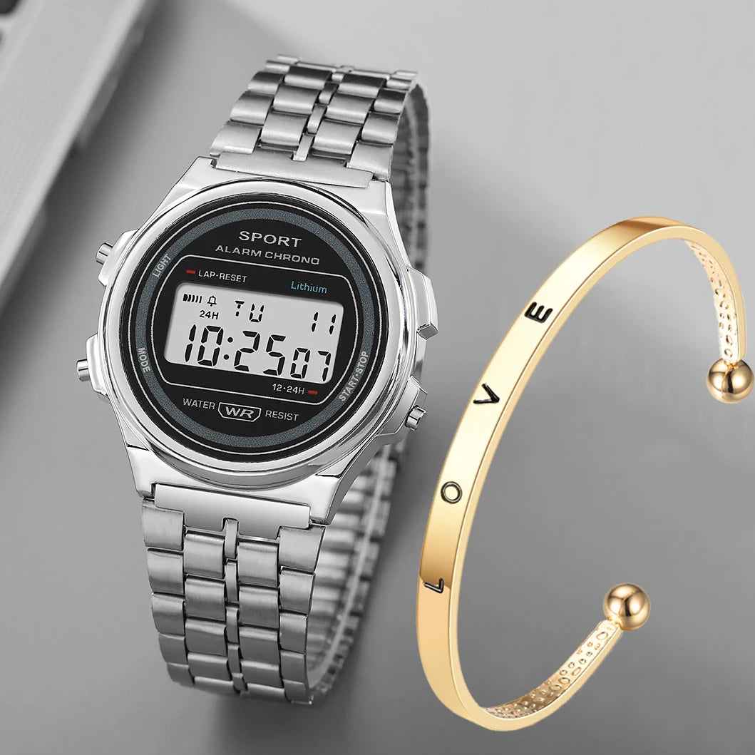 Reloj de Mujer Retro Pantalla LED Digital Deportivo