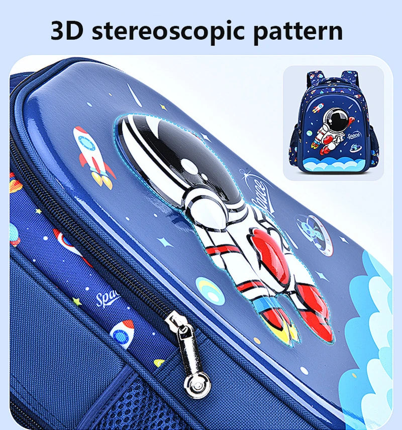 Bolso de hombro para niños, mochila para chico, astronauta estereoscópico 3D de dibujos animados, mochila escolar de ensueño para niño pequeño, escuela primaria impermeable