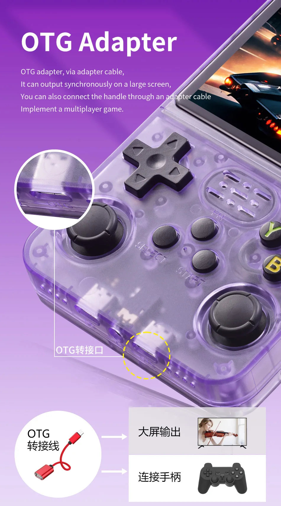 Consola de Juegos Portátil R36S, Pantalla IPS de 3.5 Pulgadas, 64G, Consola de Juegos Retro Clásica, Reproductor de Videojuegos de Bolsillo
