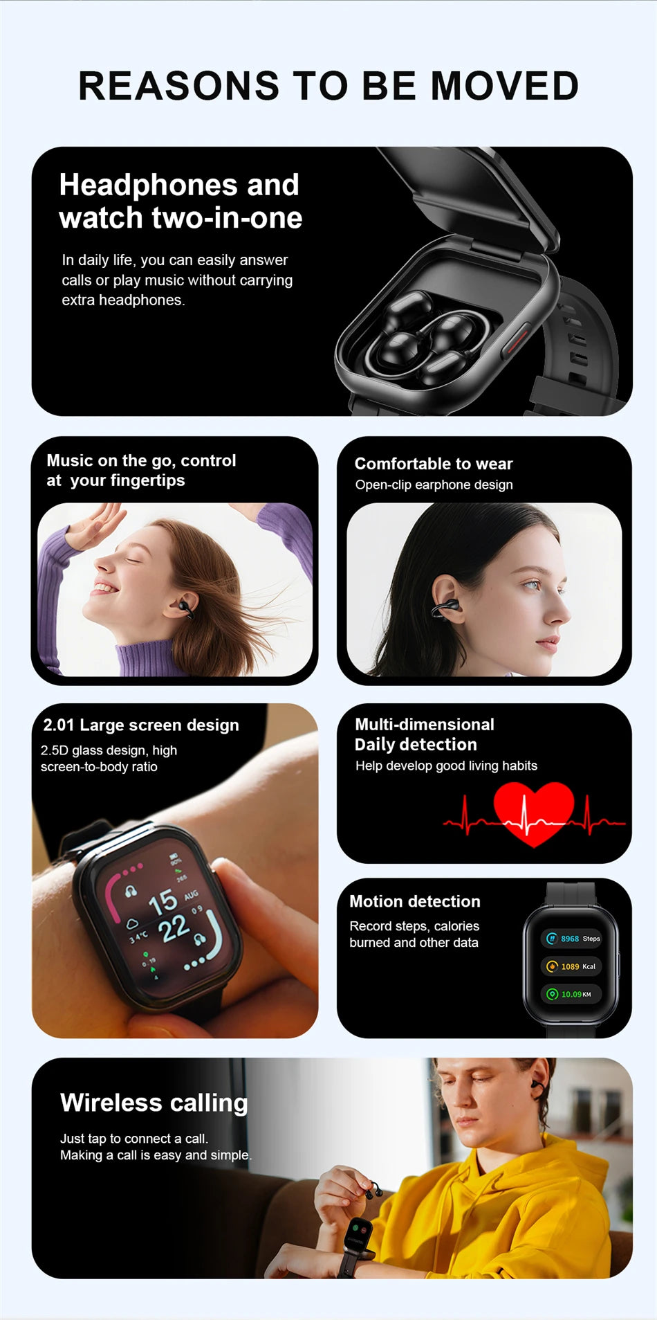 Reloj Inteligente D12 con Auriculares TWS Bluetooth