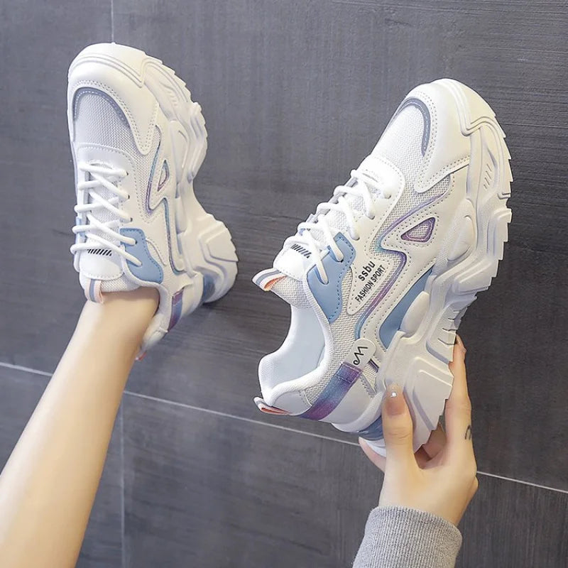 2025 zapatillas de deporte para mujer, zapatos planos con plataforma, zapatos de mujer, zapatillas informales verdes, zapatillas gruesas para mujer, zapatos de mujer