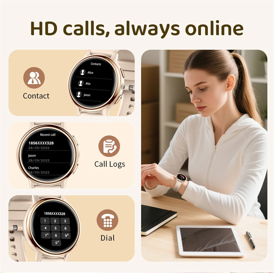 Reloj inteligente LIGE para mujer con pantalla AMOLED y llamadas Bluetooth