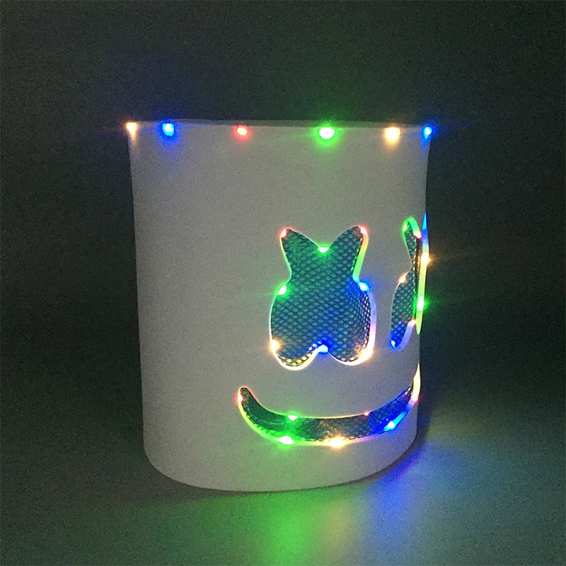 Máscara brillante de DJ Marshmello, barra de baile de Hip Hop, accesorios de espectáculo en club nocturno, máscara LED DIY de malvavisco Cos, máscara de DJ Disco para hombres, Disfraz