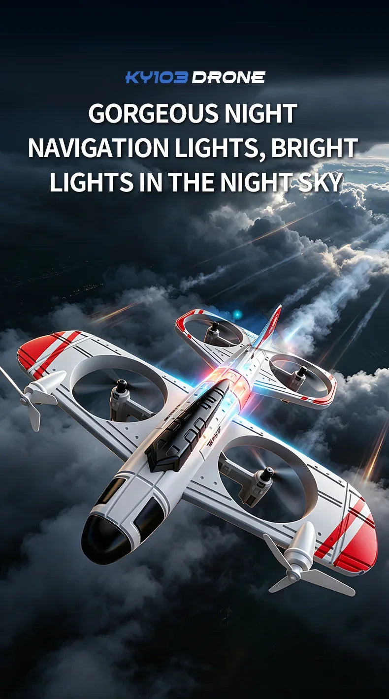 Mini Dron KY103 con Luces LED, Avión RC 2.4G con Control Remoto