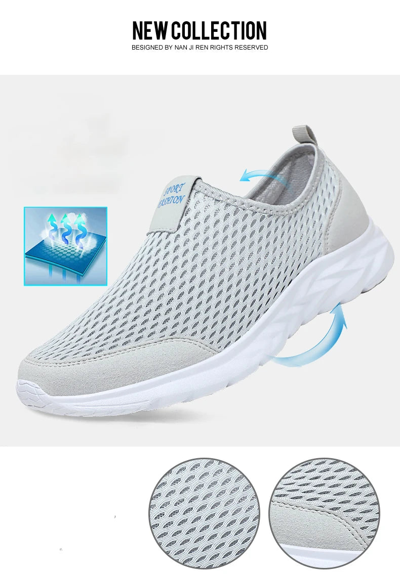 YRZL, zapatillas de deporte para hombre, zapatos informales de malla transpirable para mujer, mocasines antideslizantes de talla grande para exteriores, zapatos de tenis ligeros para caminar para hombre
