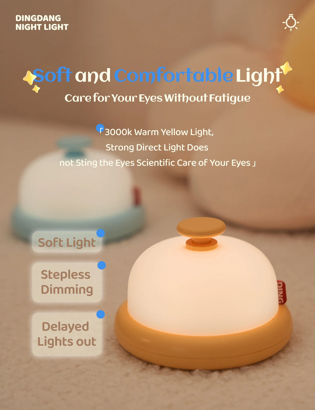 Luz nocturna Kawaii, bonita lámpara decorativa de escritorio, luz nocturna para bebé, lámpara de noche portátil, recargable por USB, regalo de cumpleaños para niños