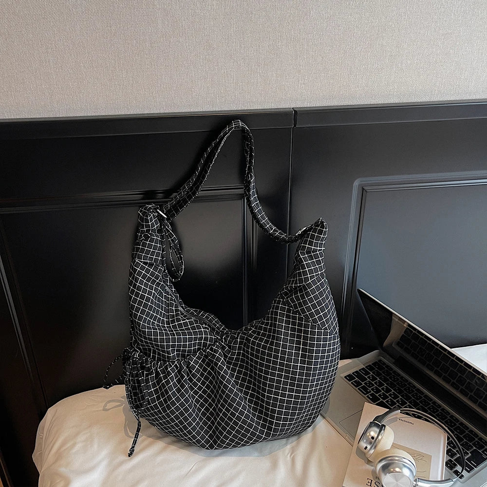 Bolso de Lona Grande Estilo Coreano para Mujer, Plisado