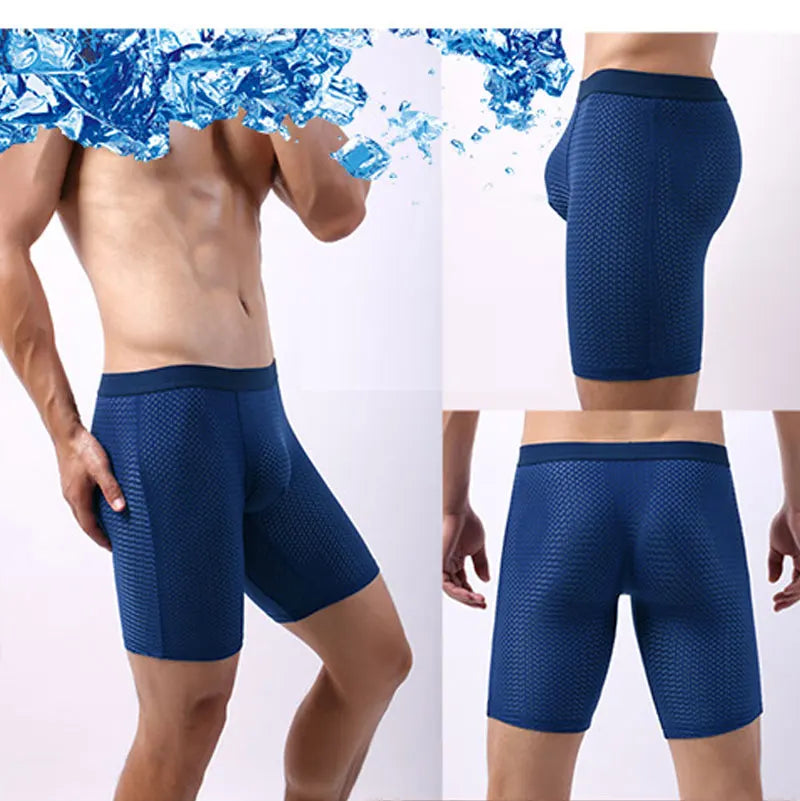 Bóxer de malla para hombre, ropa interior Sexy, Calzoncillos largos, 3 piezas