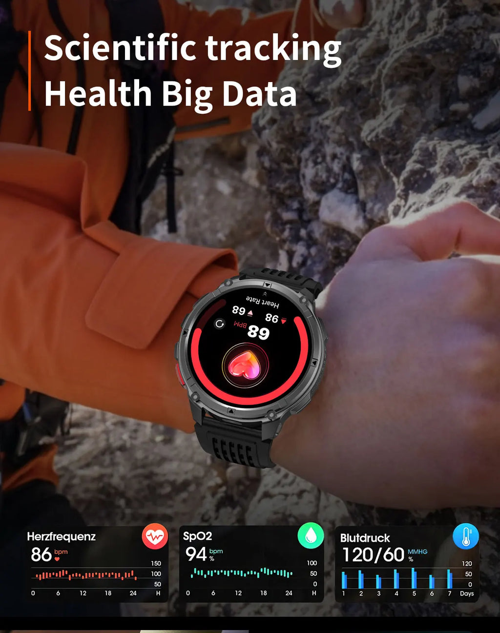 Reloj Inteligente HT33 con Linterna LED, Batería 1100mAh y Llamadas Bluetooth