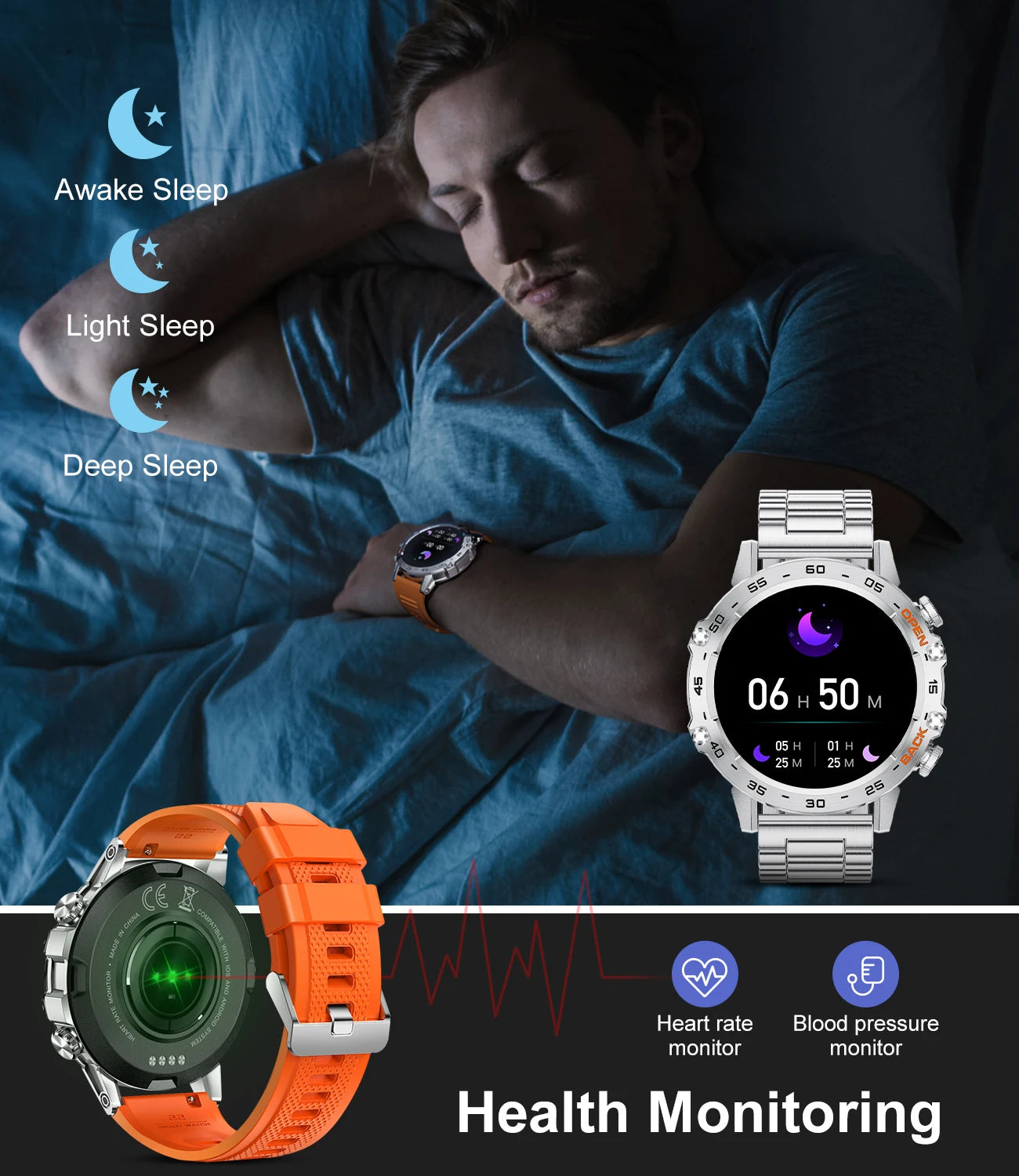 LIGE Reloj Inteligente Ritmo Cardíaco Bluetooth