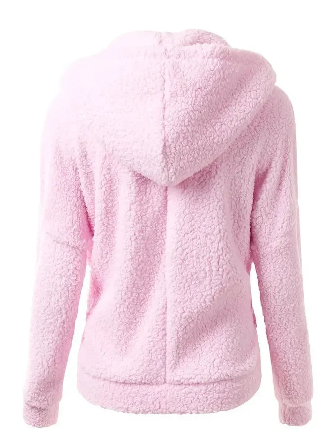 Chaqueta cálida de otoño e invierno para mujer, Sudadera con capucha informal 2025, sudaderas con capucha para mujer, sudadera con cremallera, abrigo liso de lana suave para mujer