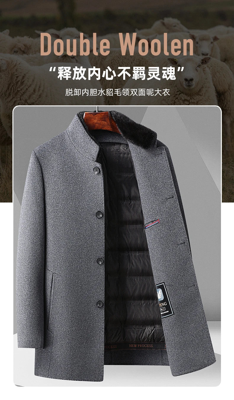 Abrigo de Lana con Plumón Desmontable para Hombre – Otoño/Invierno