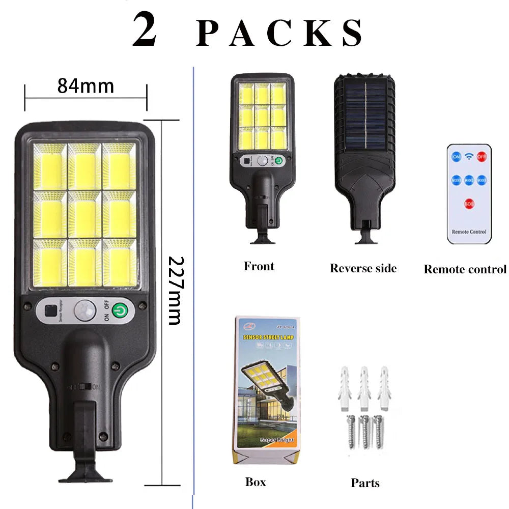 Luz Solar LED 108 para Exterior con Sensor de Movimiento 3 Modos