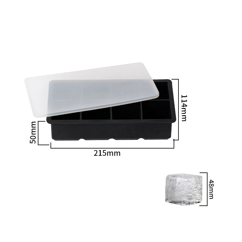LMETJMA Bandejas grandes para cubitos de hielo con tapas, moldes cuadrados de silicona para cubitos de hielo, moldes para cubitos de hielo sin BPA para cócteles de whisky JT09