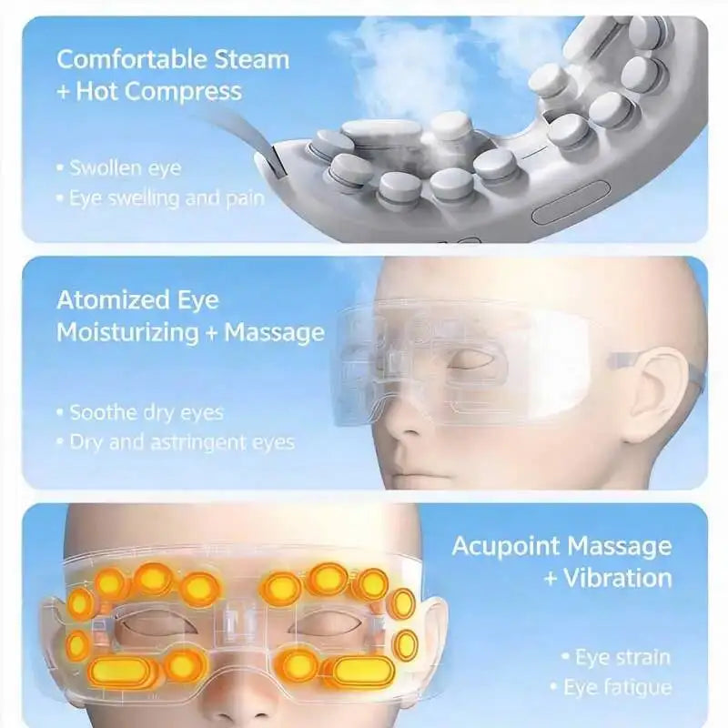 Masajeador de Ojos Eléctrico con Vapor Caliente y Bluetooth