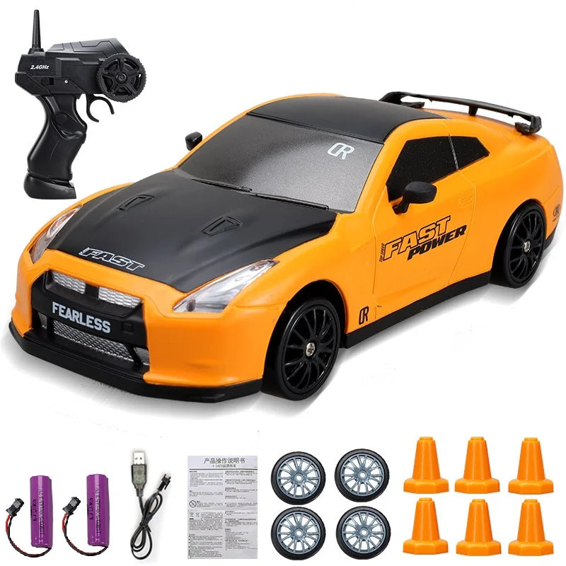 Coche de Carreras Teledirigido 2.4G 4WD, Modelos AE86, GTR, Ferrari, BMW