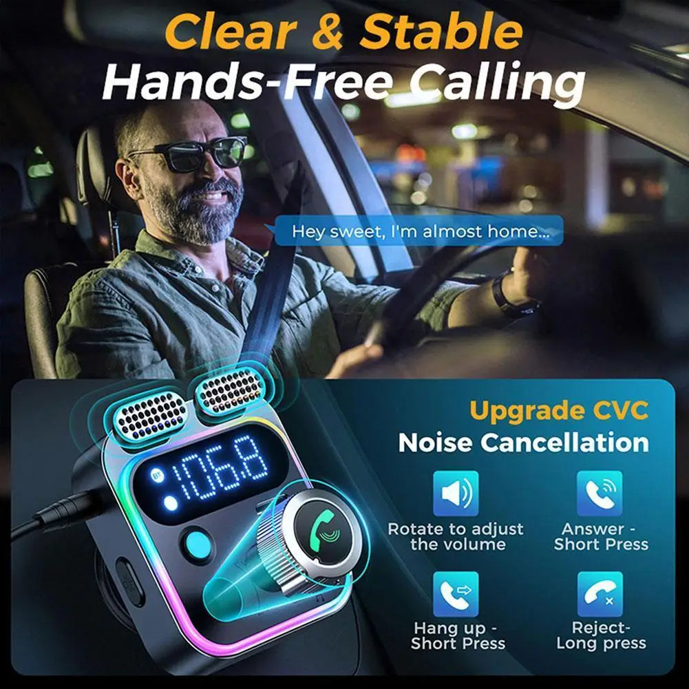 Transmisor FM Bluetooth con Cargador USB 4 Puertos PD 250W