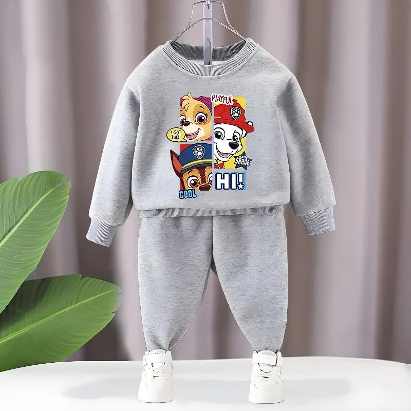 PAW Patrol-sudaderas con capucha y pantalones de chándal para niñas, conjuntos de dos piezas, jersey, pantalones, traje, chándal informal para niños, primavera y otoño