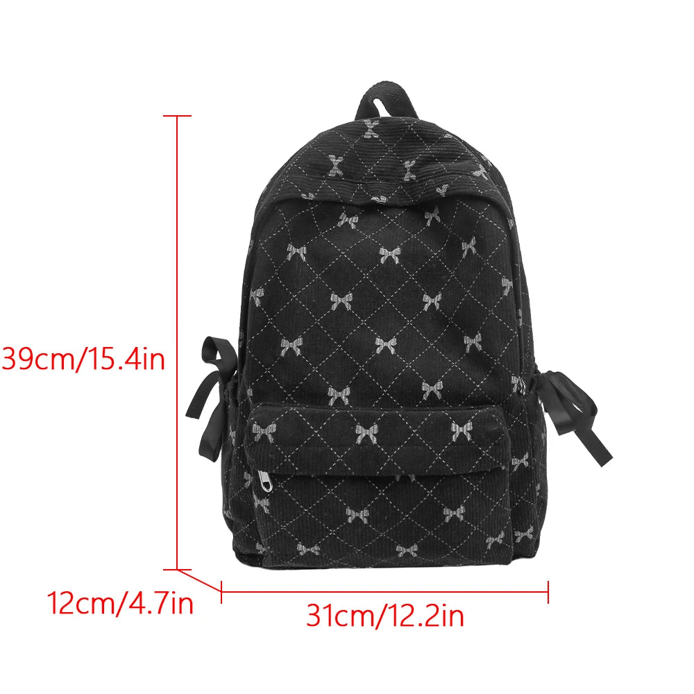Mochila con lazo de pana para estudiantes universitarios, mochila versátil para estudiantes de secundaria y secundaria