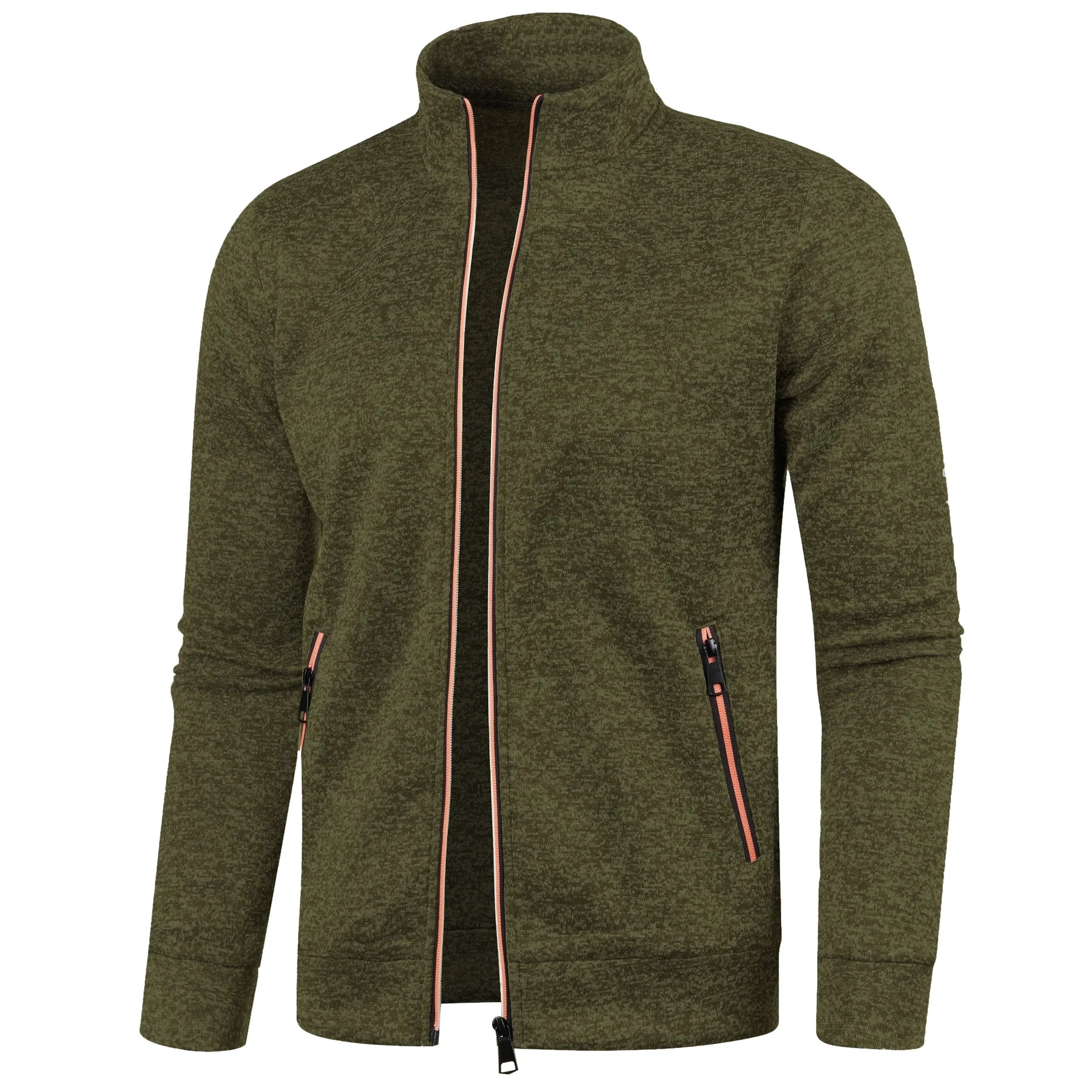 Otoño e Invierno, nuevo suéter largo con cremallera y mangas de bloque de Color para hombre, suéter fino de felpa, chaqueta informal ajustada, abrigo cómodo