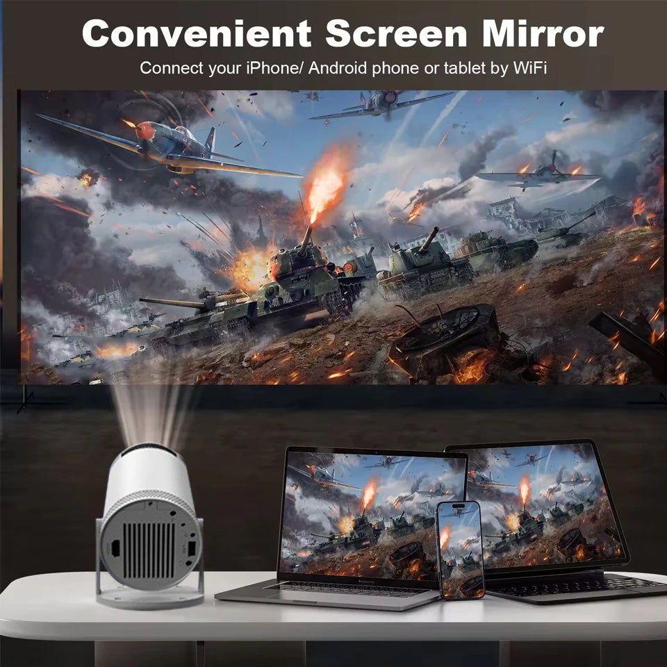Nuevo Proyector HY300 2026, 4K, Android 11, Wifi6, 290ANSI, Allwinner H713, BT5.0, 1080P, 1280*720P, Cine, Portátil para Exteriores ﻿