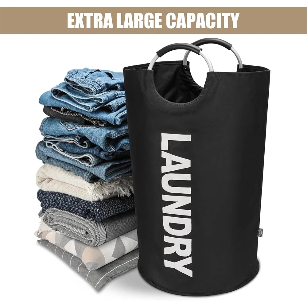Cesto de Ropa Grande LMETJMA de 90L, Cesto de Ropa Impermeable, Cesto de Ropa Plegable, Cesto de Ropa Alto y Plegable para la Familia