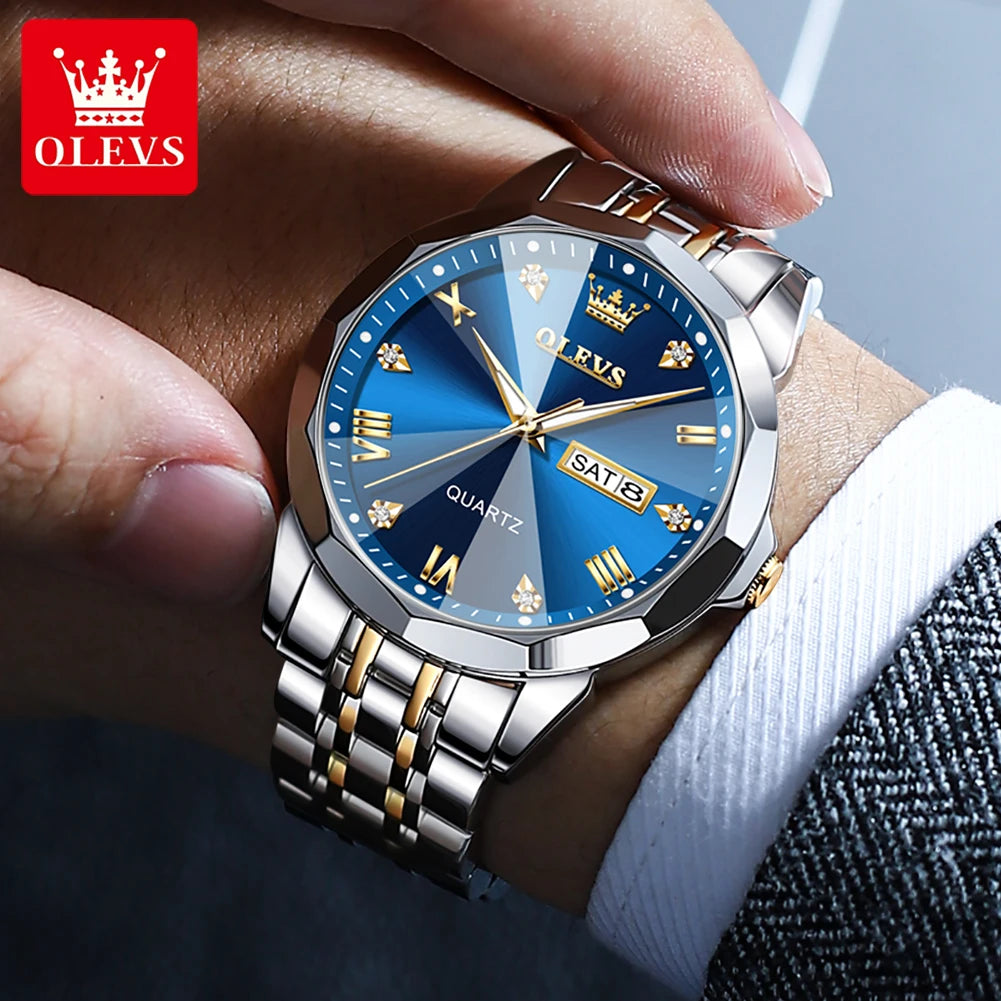 Reloj de Cuarzo OLEVS para Hombre con Acero Inox y Doble Calendario
