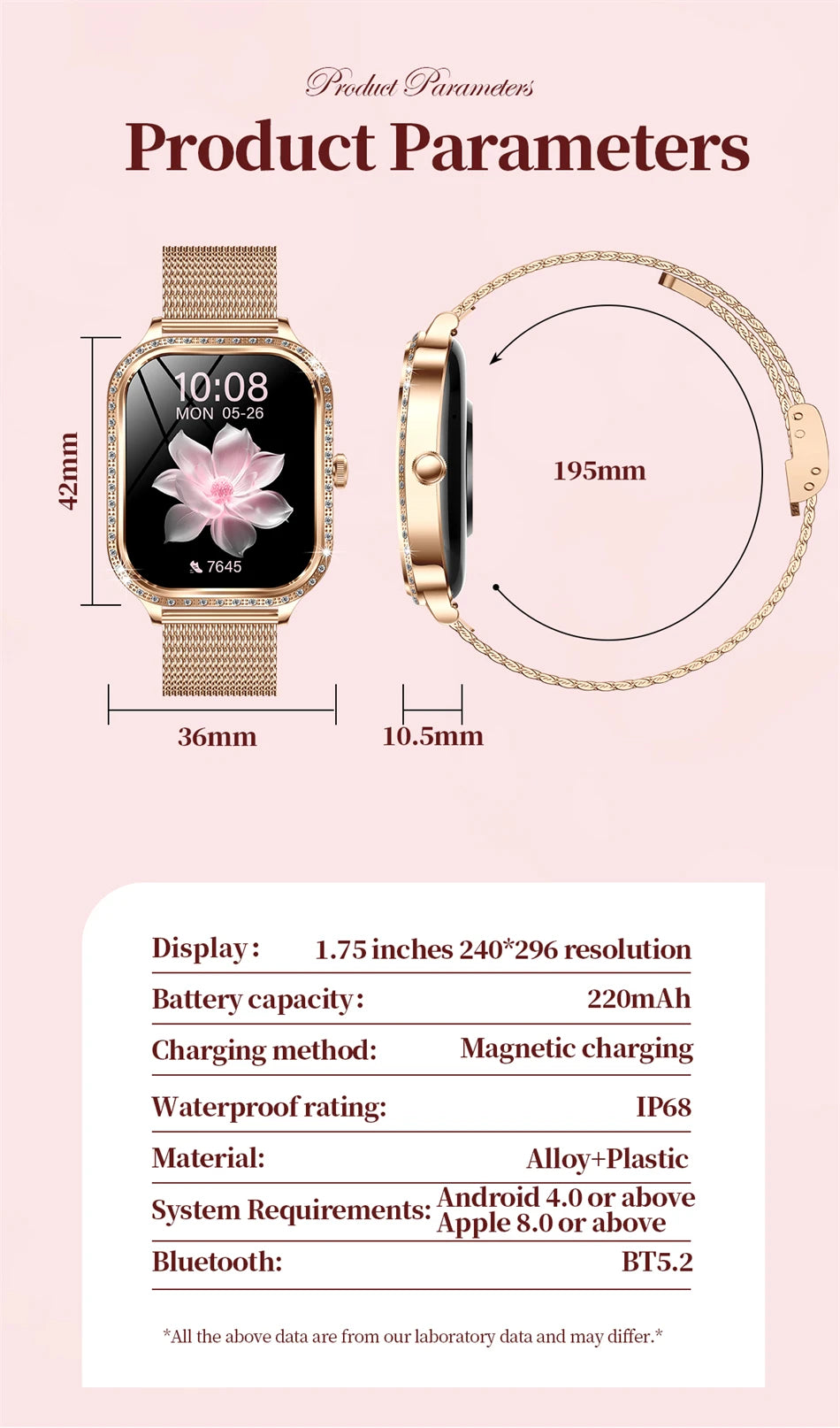 Reloj Inteligente Mujer HD 1.75 Fitness Bluetooth
