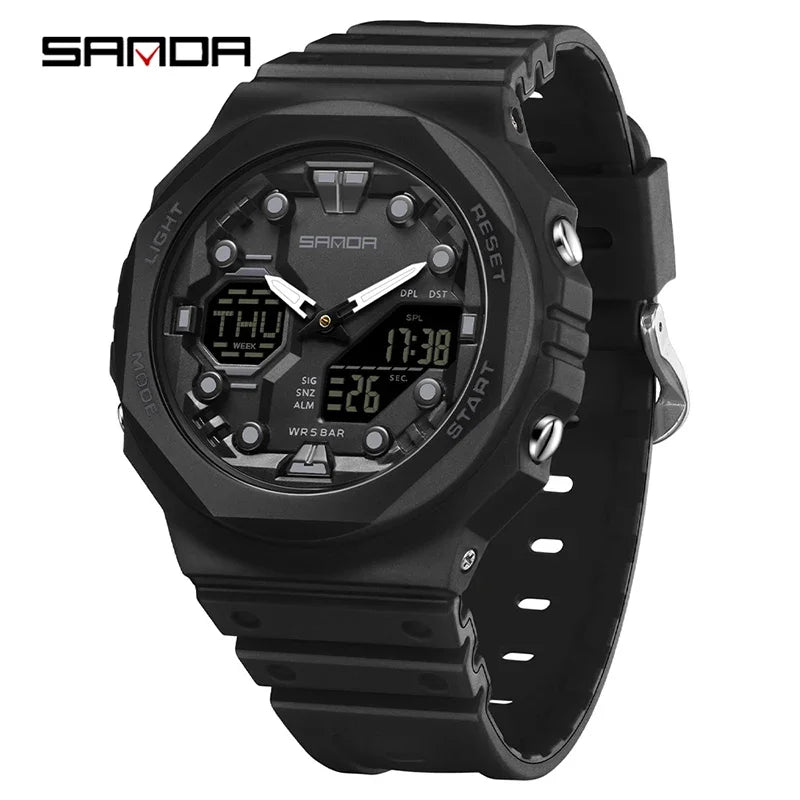 Reloj Digital SANDA 6200 para Hombre, Deportivo LED Impermeable 50M